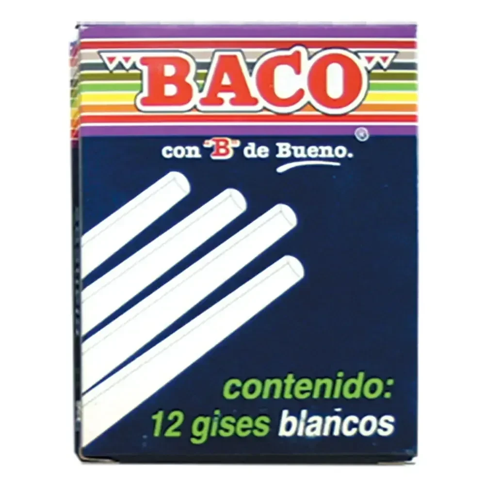 Caja con 12 gises blancos delgados  2