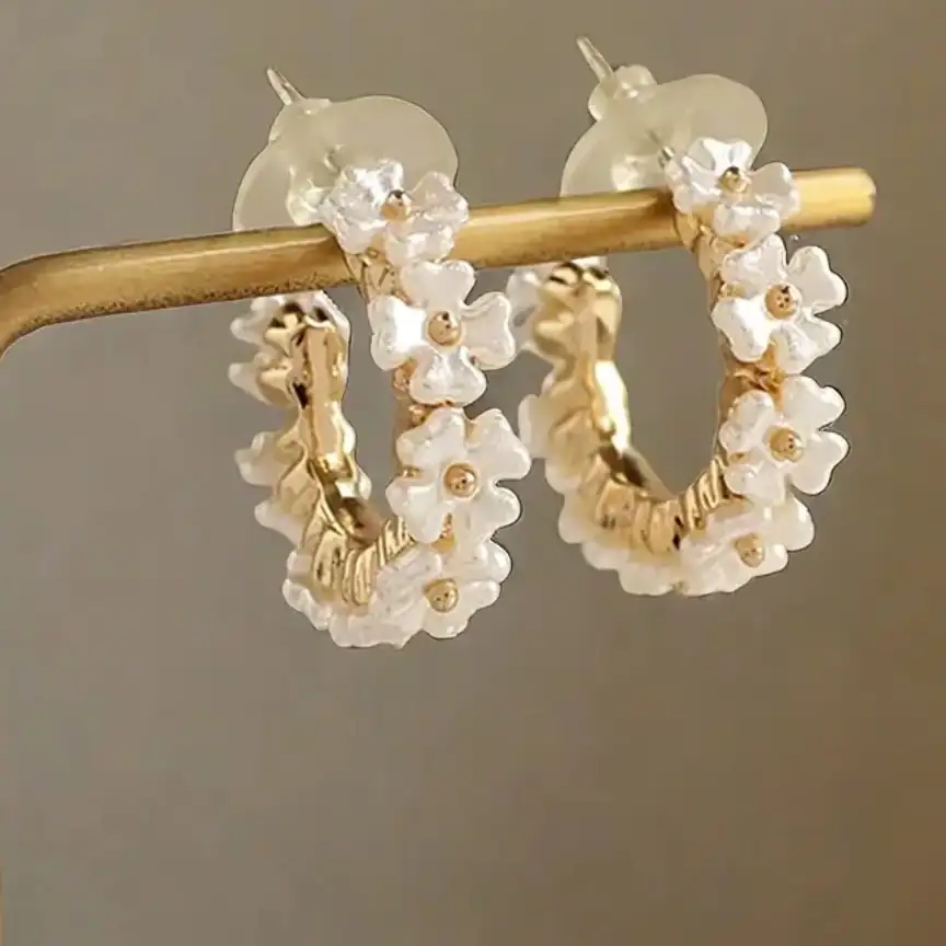 Aretes aro floral 