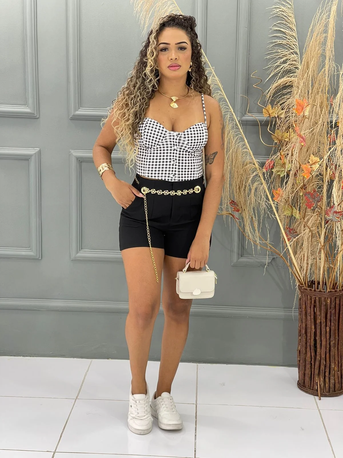 Cropped xadrez de luxo 2