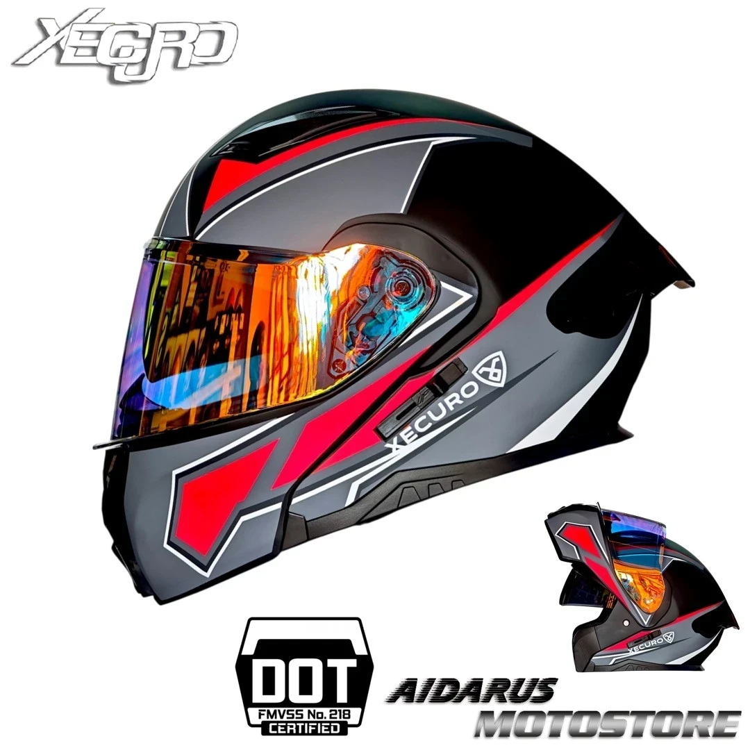 CASCO XECURO XR926 REVO ROJO GRIS MATE