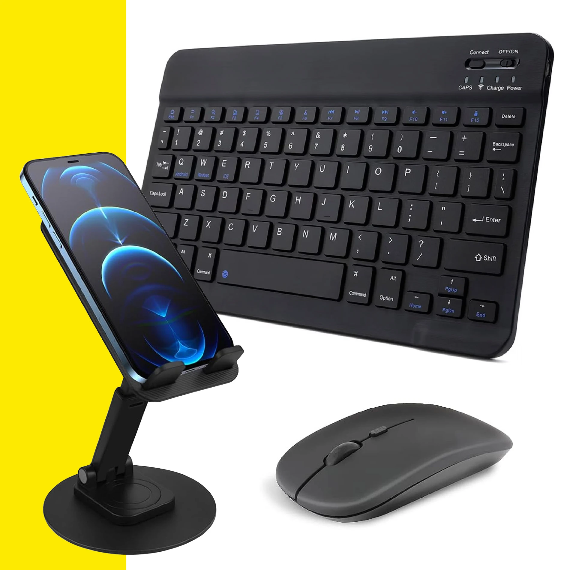 Set 3 en 1 Teclado Bluetooth + Mouse + Soporte 