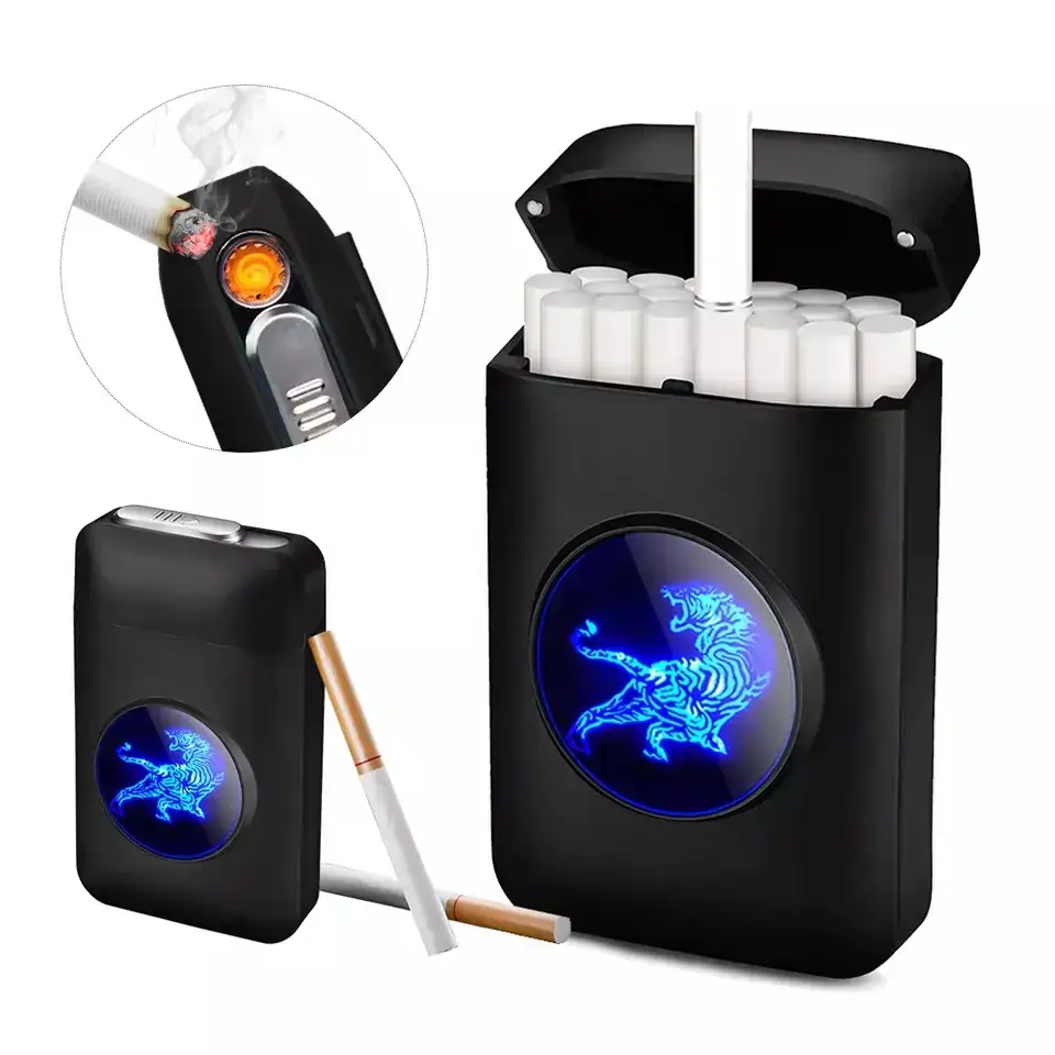 Estuche de cigarrillos con encendedor,