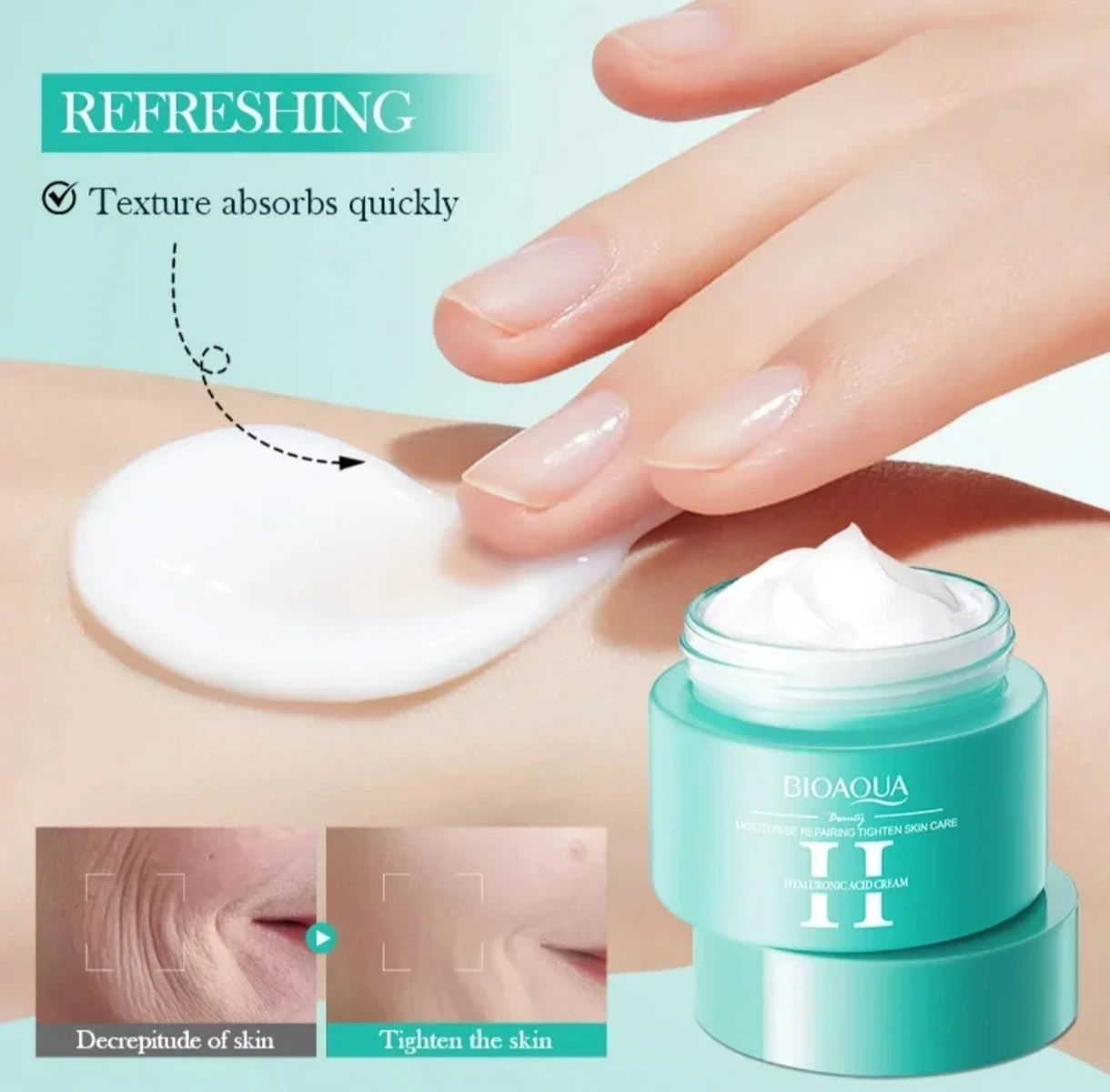 Crema Hidratante Bioaqua con Ácido Hialurónico ✨💧 2