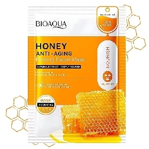 MASCARILLA FACIAL EN SOBRE DE MIEL ANTI-ENVEJECIMIENTO BIOAQUA EMPAQUE NARANJA Y BLANCO