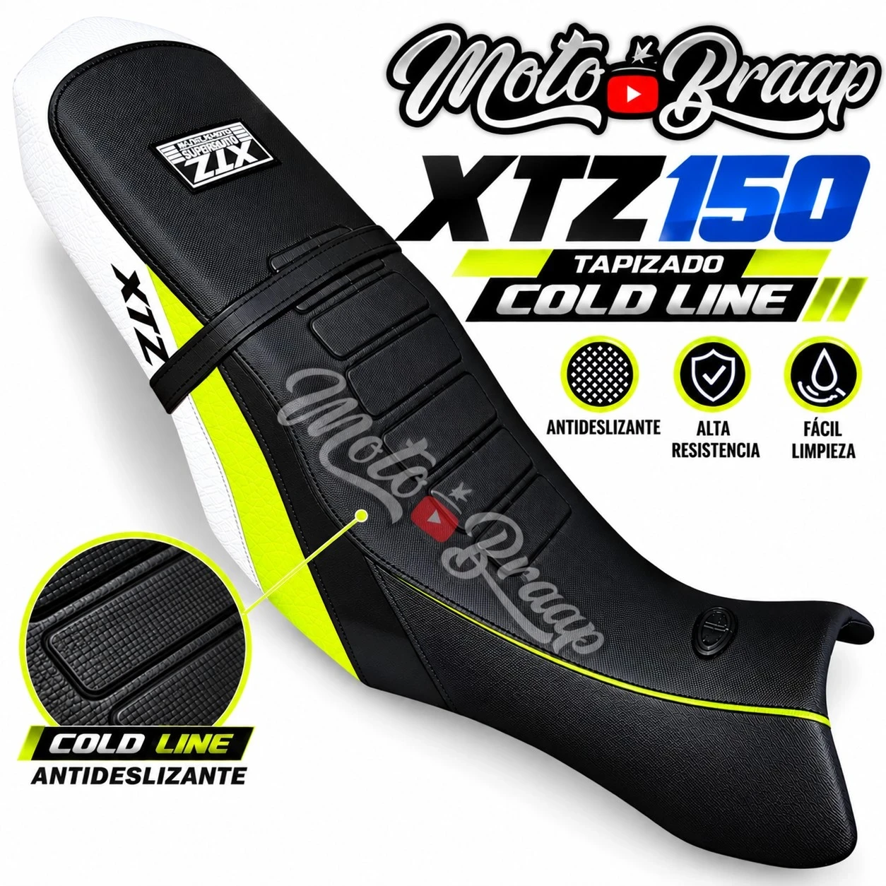 DW 117 XTZ 150 Forro Tapizado cold line negro amarillo limón 
