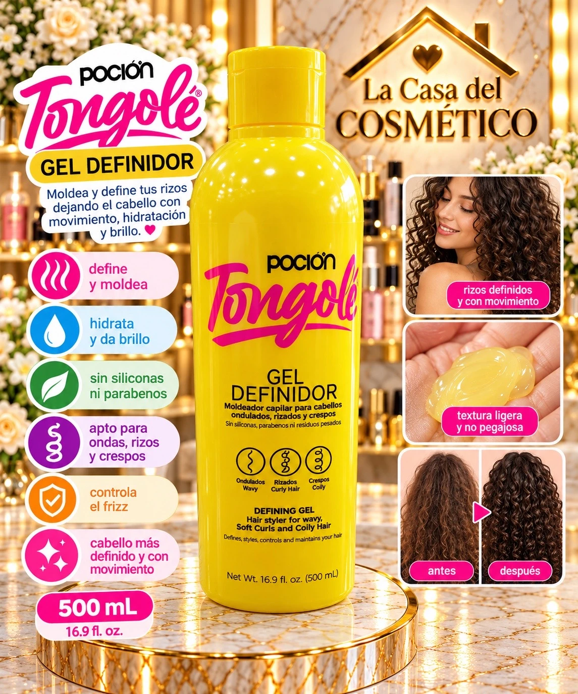la pocion tongole gel definidor rizos y ondulados 500ml