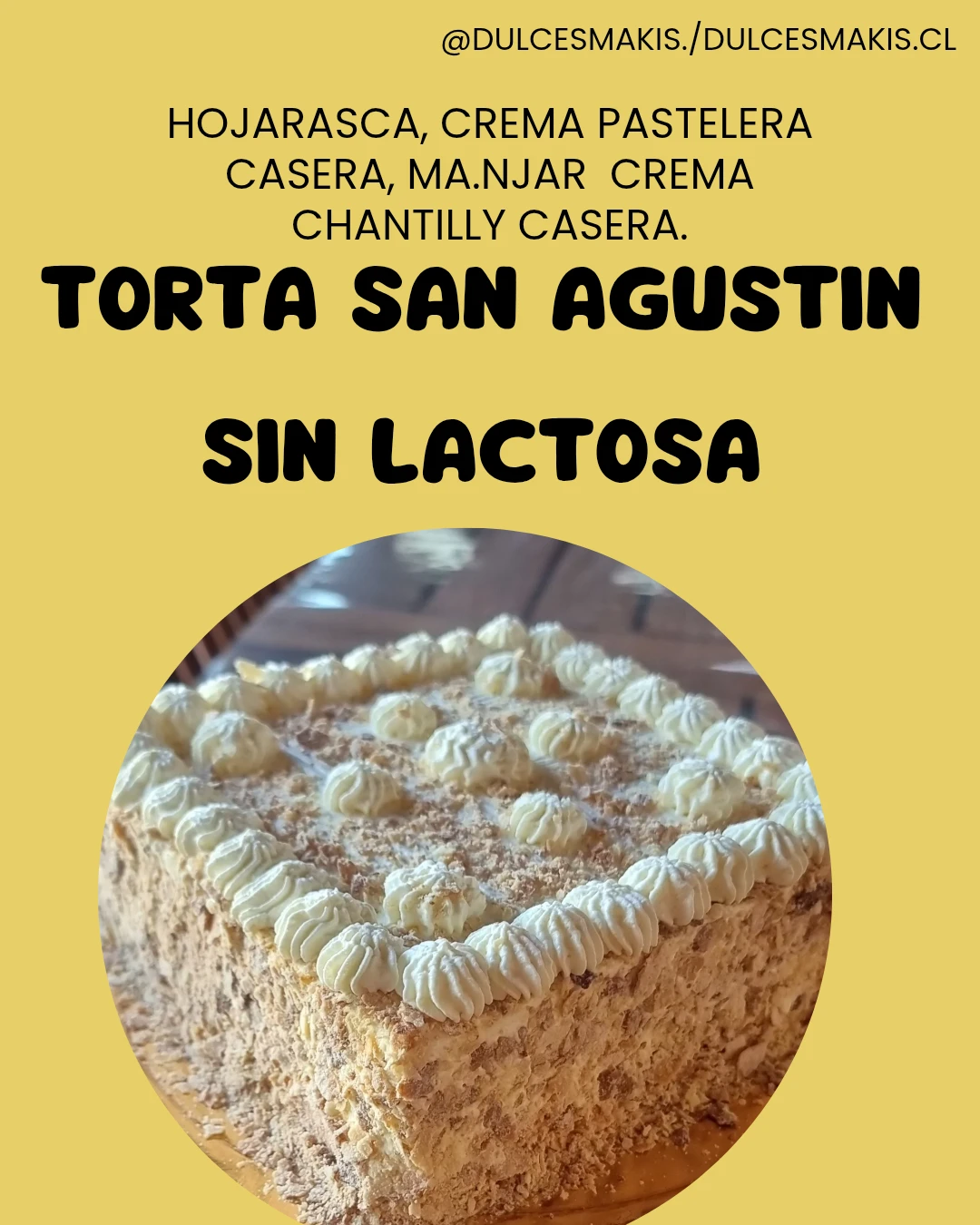 Torta San Agustin./40 Personas./Sin Lactosa 
