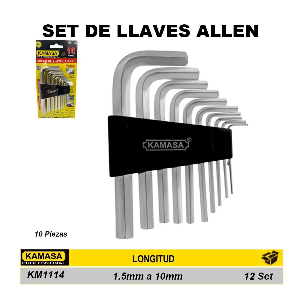 SET LLAVES ALLEN KM CORTO de 10 PZ