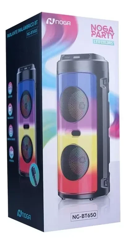 Parlante Inalámbrico Bt 650 Full Leds Rgb Micrófono Control R. Color Negro 2