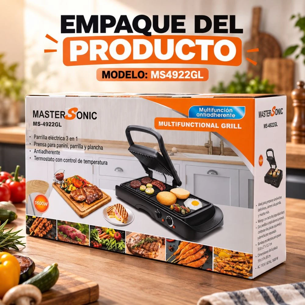 Parrilla y Plancha Eléctrica Multifuncional Master Sonic! 🔥 3