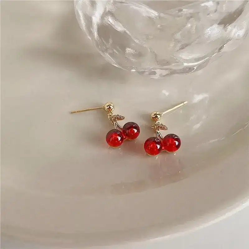 JUEGO CON COLLAR Y ARETES DE CEREZA 🍒 3