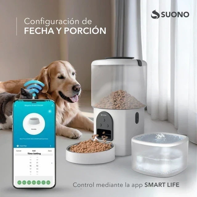 COMEDERO Y BEBEDERO DE MASCOTAS INTELIGENTE SUONO 