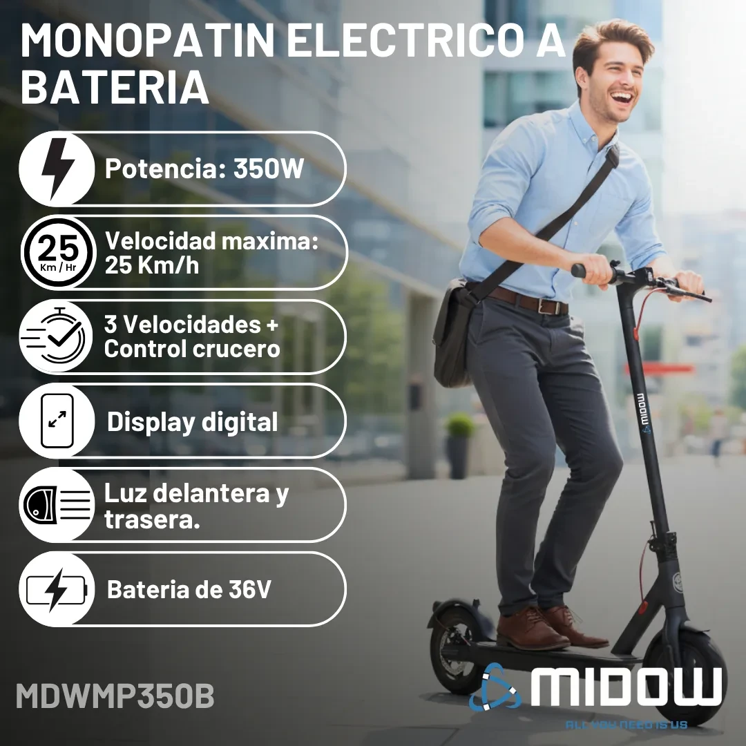 MONOPATIN A BATERIA PLEGABLE DE 8.5" / 35O