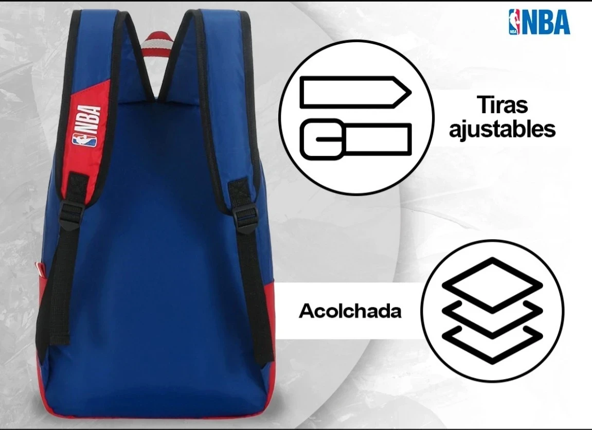 Mochila Urbana Nba Oficial Portanotebook Importada Blanco/azul Lis17o 8