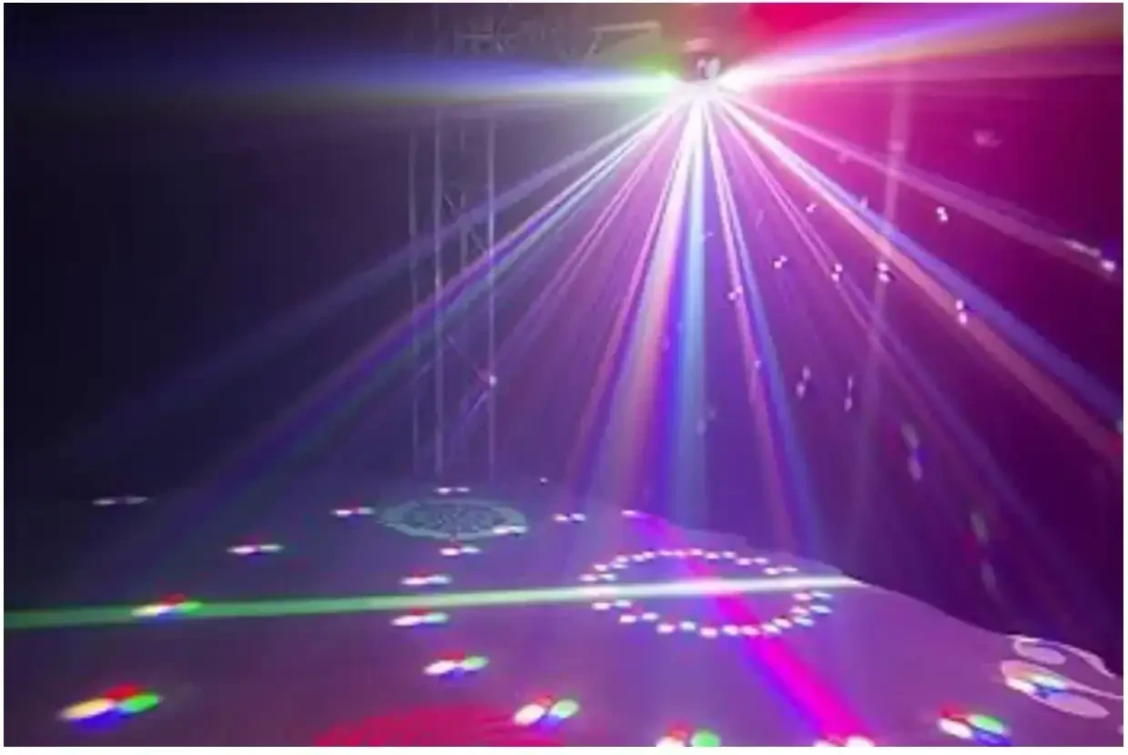 BeamZ Whirlwind, Efecto de luz DMX 3 en 1, 4 LED RGBW giratorios, 4 focos GOBO, Jelly Ball, 17 Canales DMX, Modo automático y de Audio, Shows preprogramados, Control Remoto Incluido 3