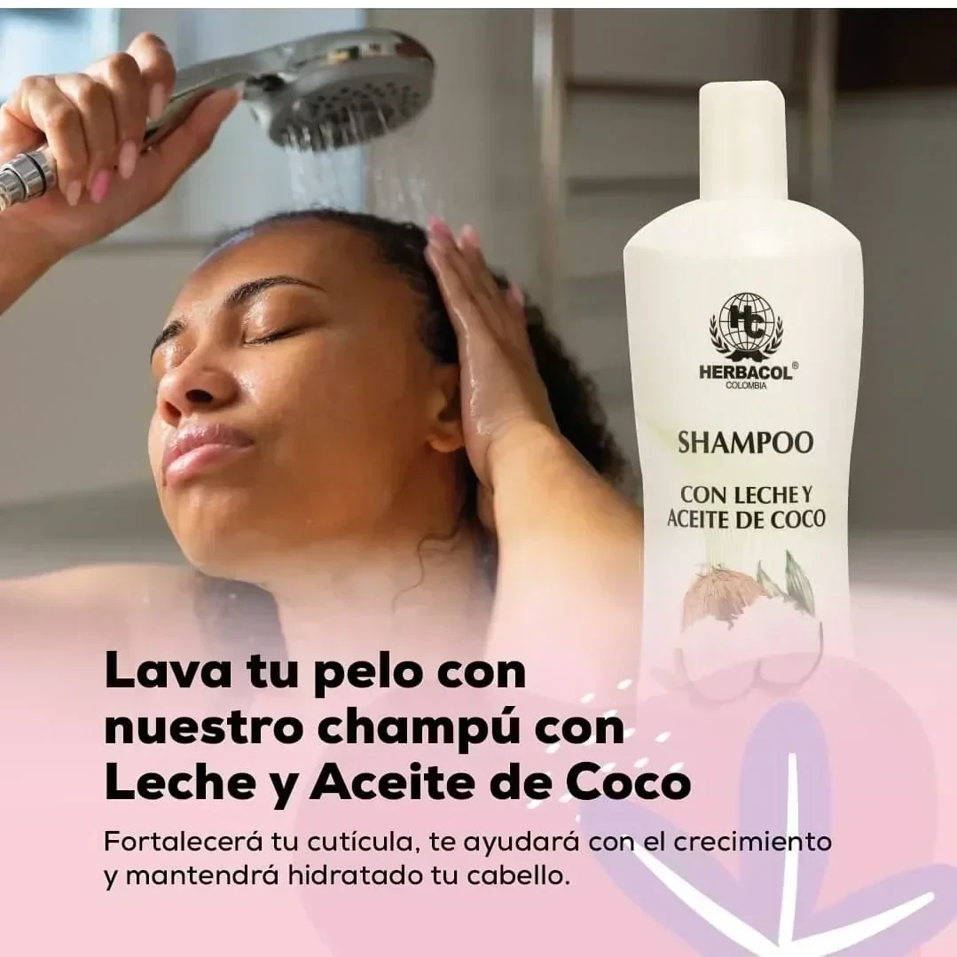 herbacol shampoo con leche y aceite de coco x500 ml