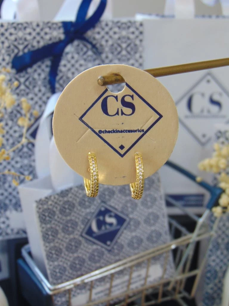CANDONGAS RODIO DOR LINEA CIRCONES BLANCO 1.5CM 2
