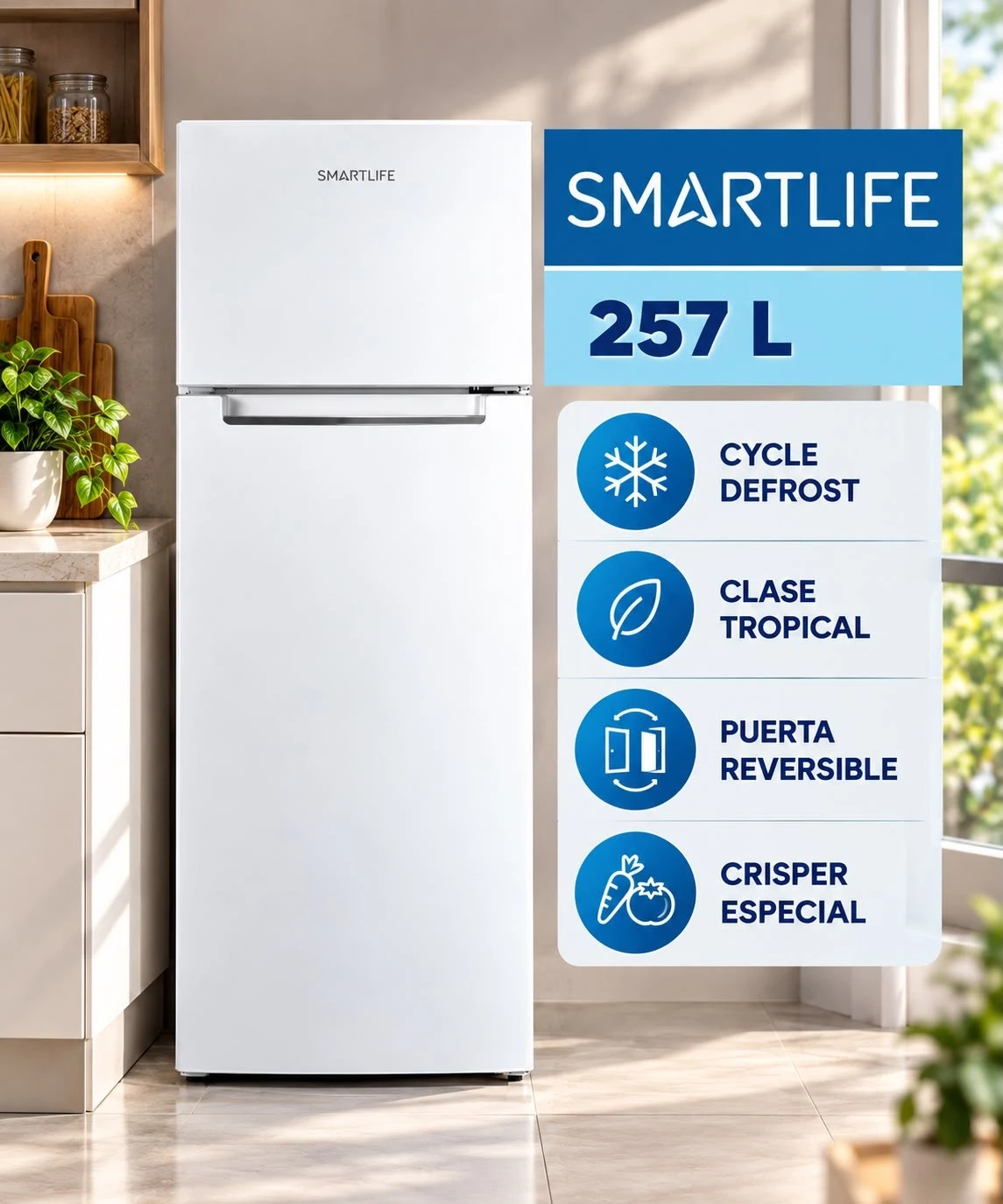 HELADERA SMARTLIFE RFH260WH 257L BLANCA 