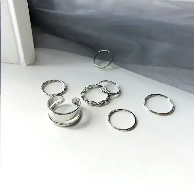 Set x7 Anillos Marzul Plateados REF: D02 3