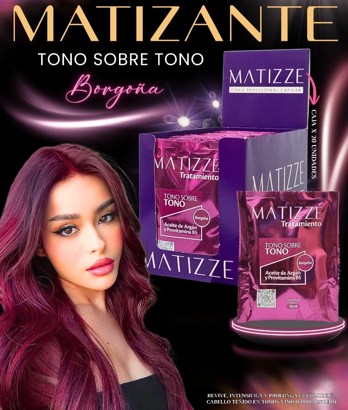 Sachet Matizante Tono Sobre Tono 30ml Borgoña Matizze