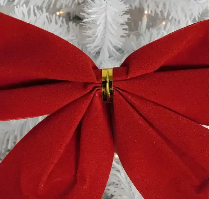 Moño navideño rojo terciopelo 12 piezas 3