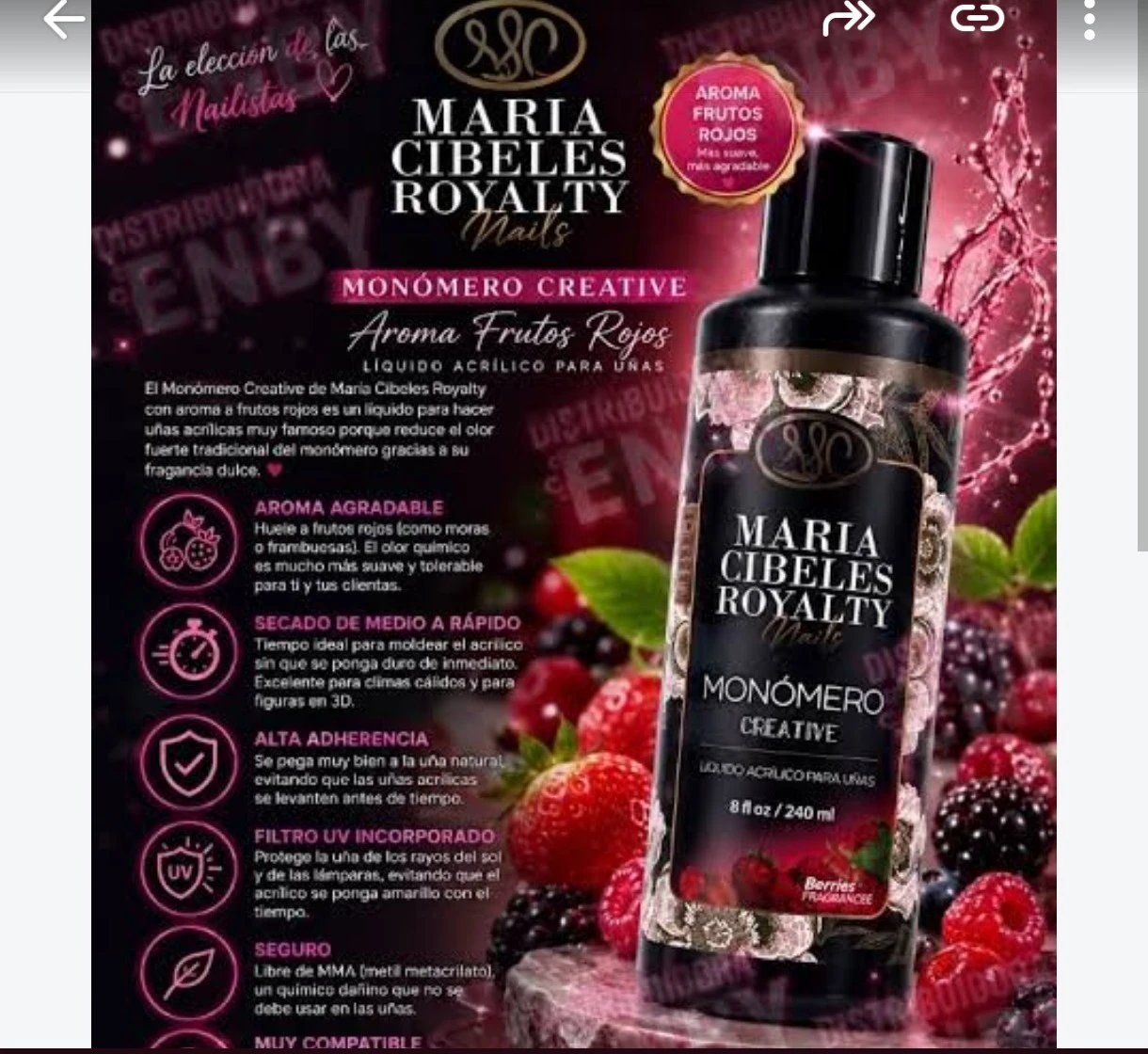 monómero 8 oz maria cibeles frutos rojos 