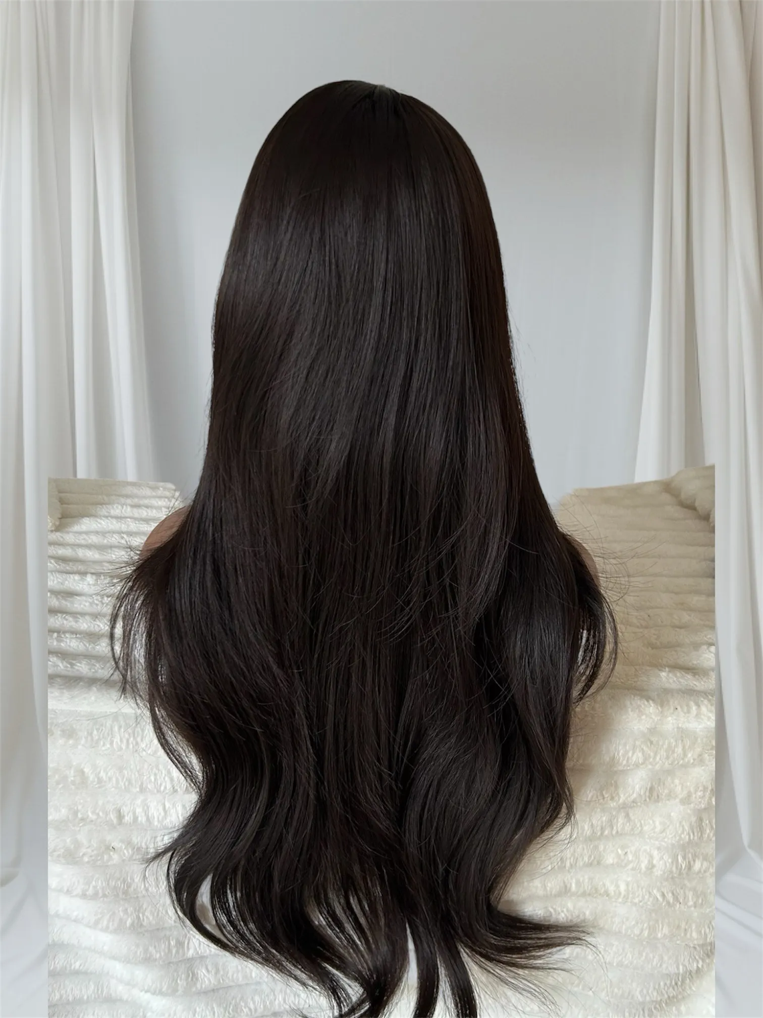 Pelucas semi natural  de 30” castaño oscuro  4