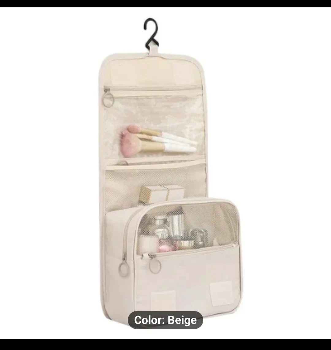Neceser de viaje colgante con gancho, organizador de maquillaje 