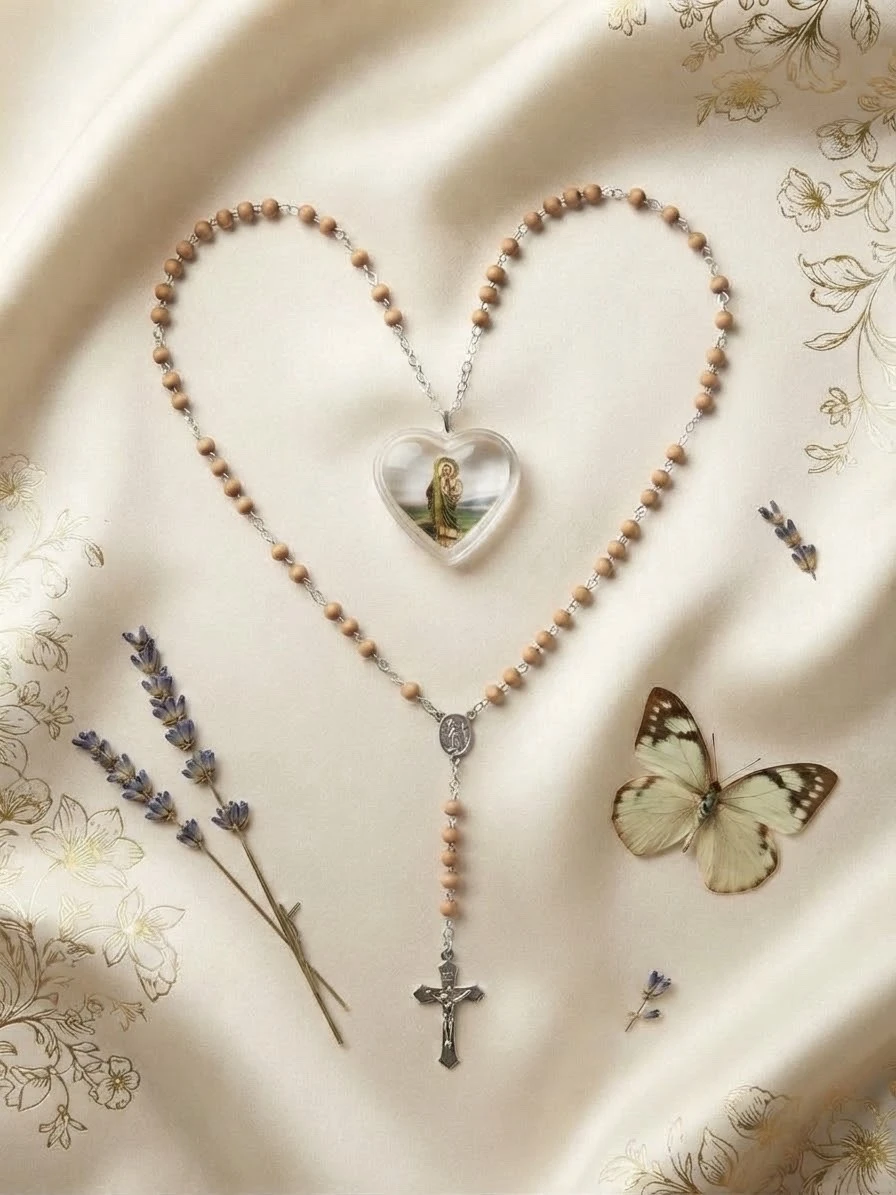 PAQUETE DE 12 ROSARIOS CON ESTUCHE DE CORAZON  2