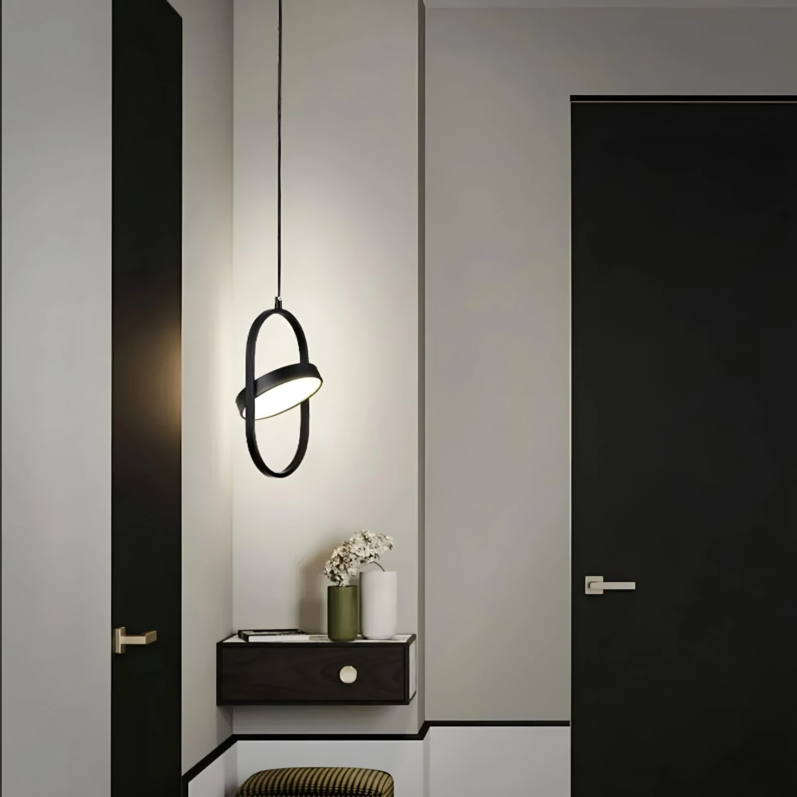 LAMPARA COLGANTE LED NEGRA 18W  3