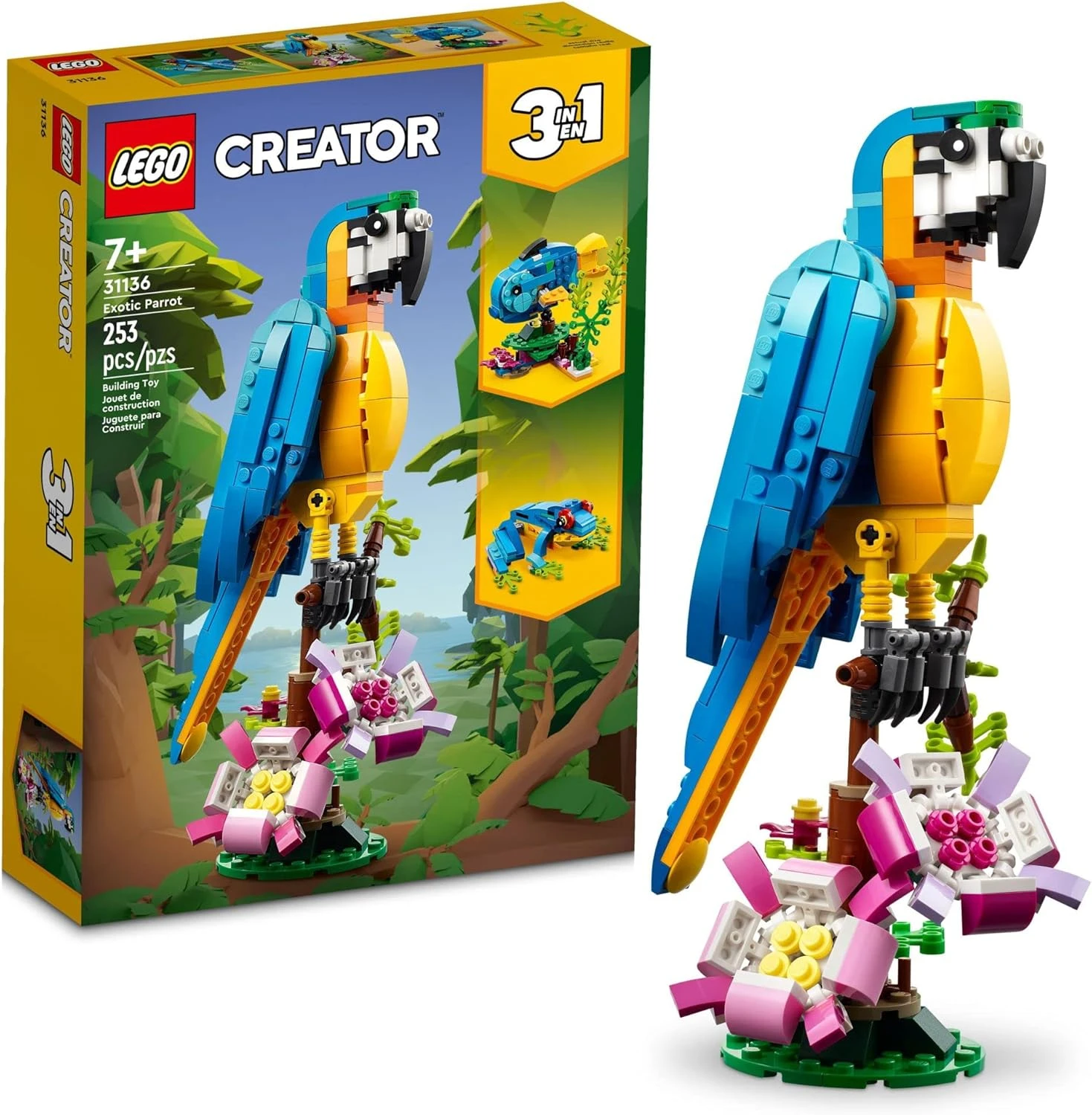 LEGO Creator - Set de construcción 3 en 1 de loro exótico