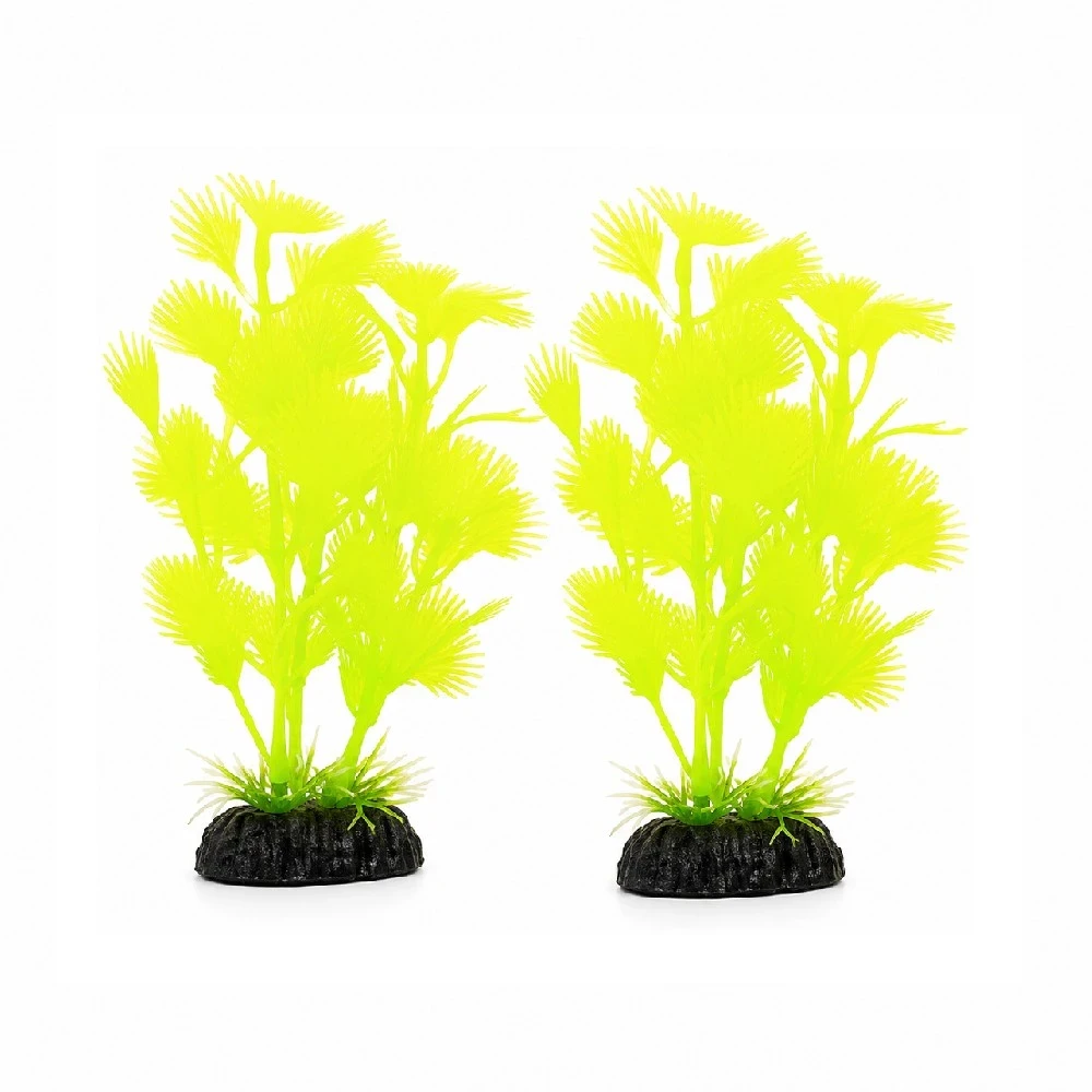 Planta decorativa de plástico amarilla x 2 unidades 