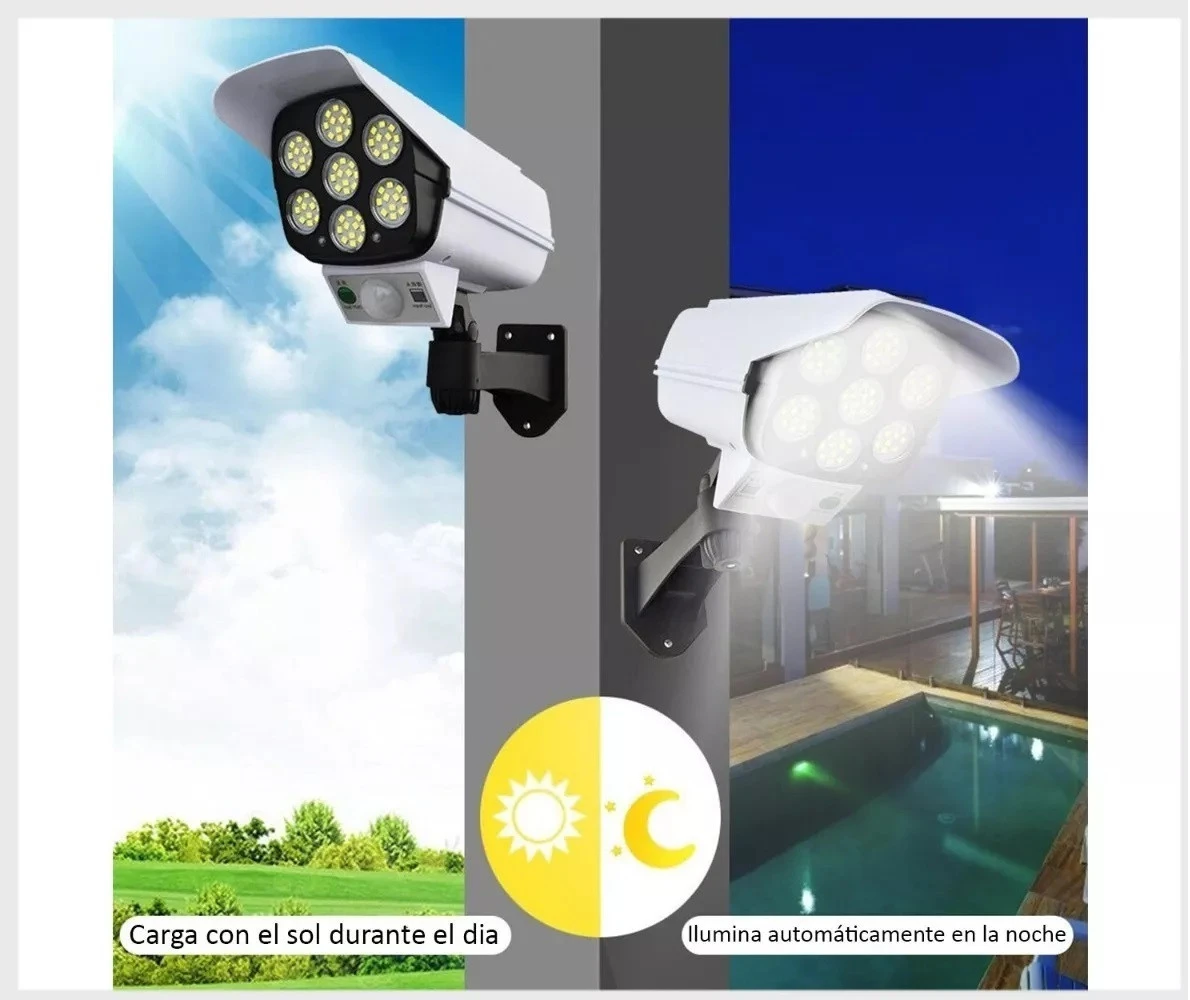 Lampara Led Solar con sensor de movimiento tipo camara 