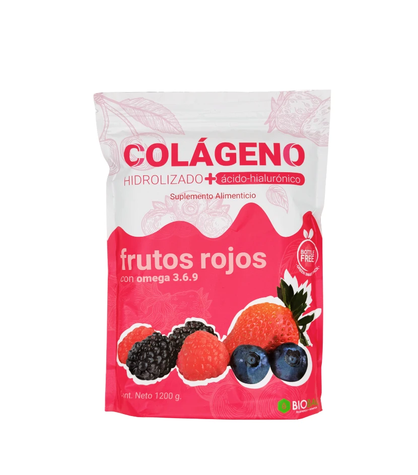 Colágeno Hidrolizado y Ácido Hialurónico Frutos Rojos