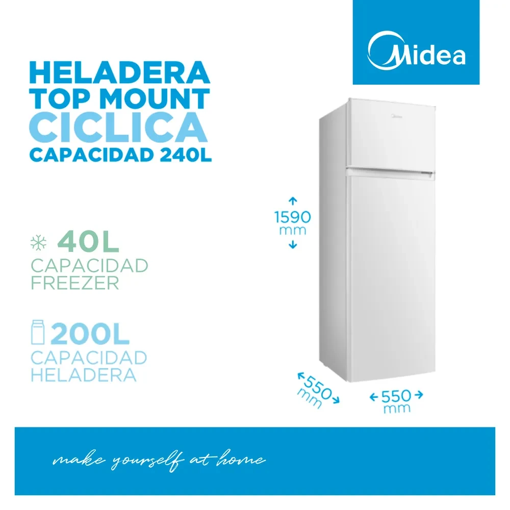 HELADERA TOP MOUNT MIDEA CICLICA 240LTS BLANCA ‼️SOLO POR PEDIDOS ‼️  2