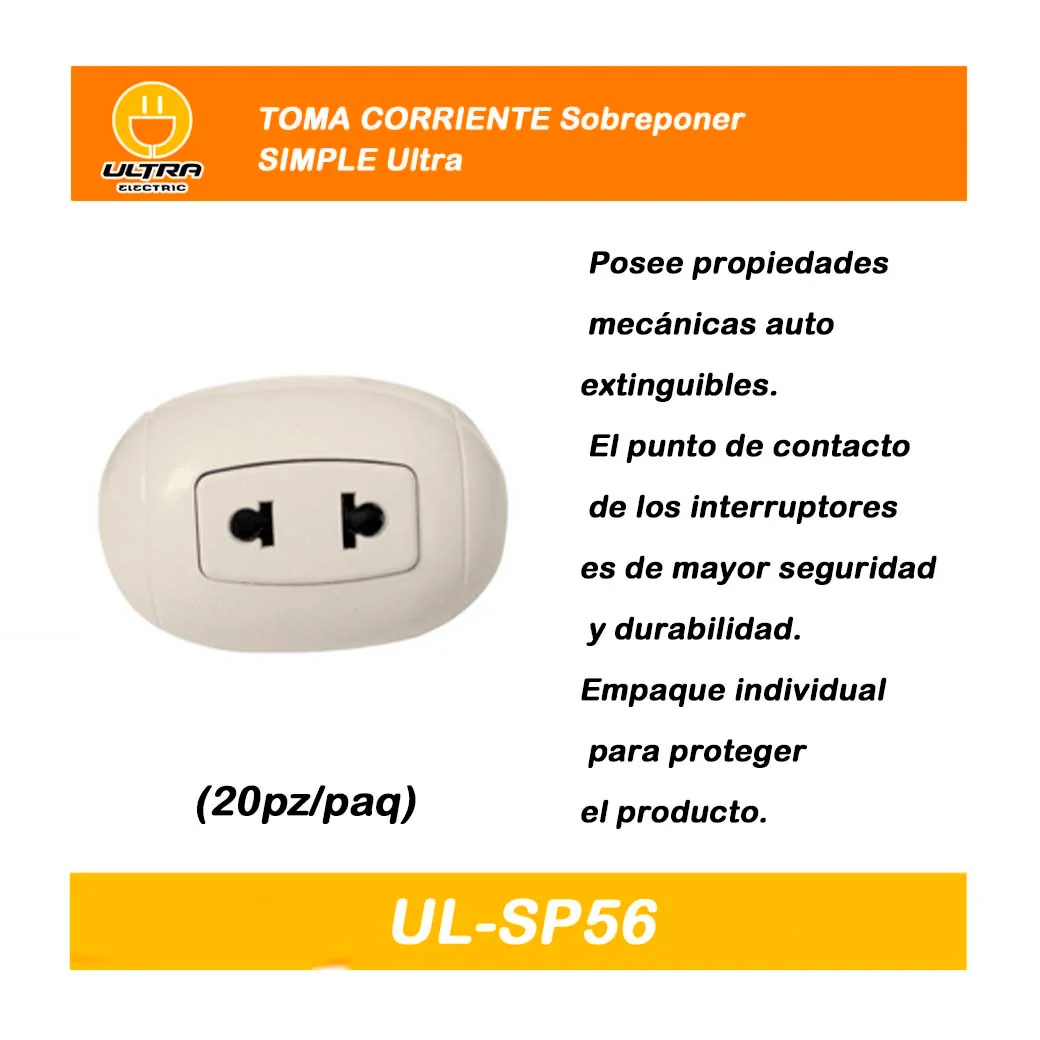 TOMA CORRIENTE Sobreponer SIMPLE Ultra 16A-250V