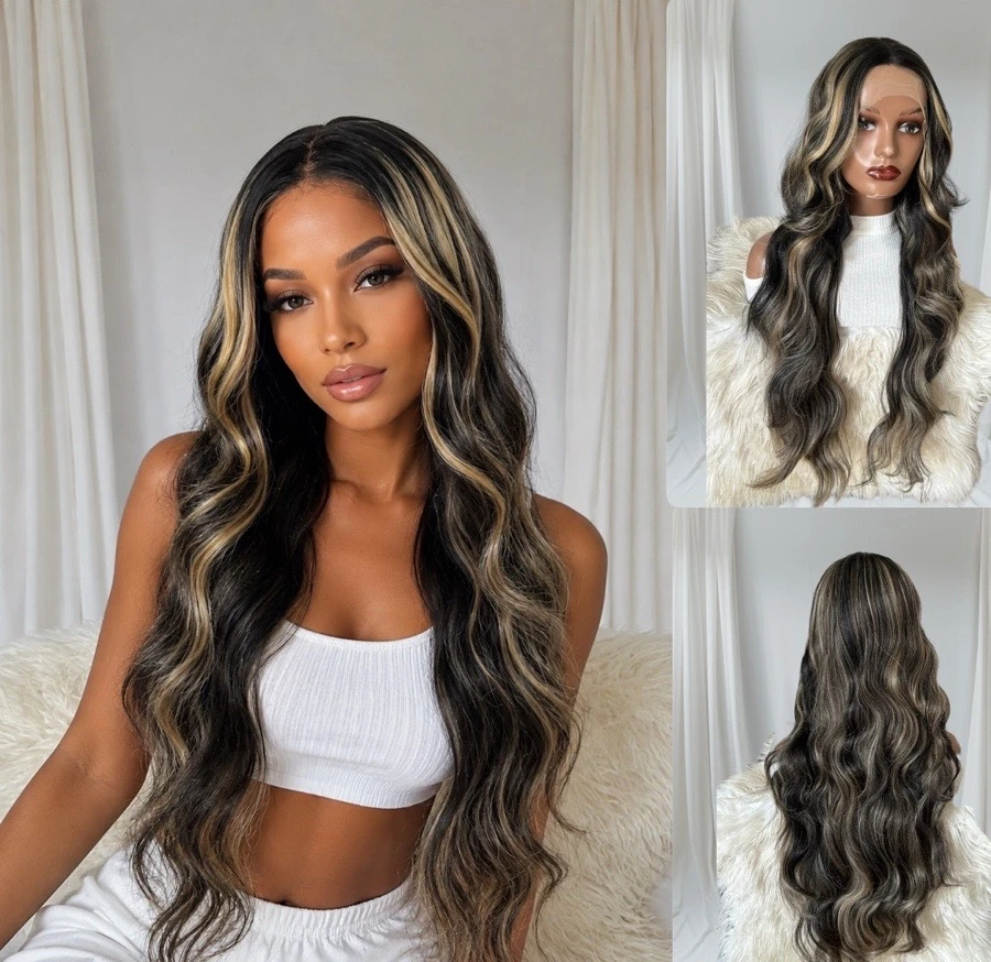 Peluca semi natural de 30" pulgadas, frontal lace 13x1