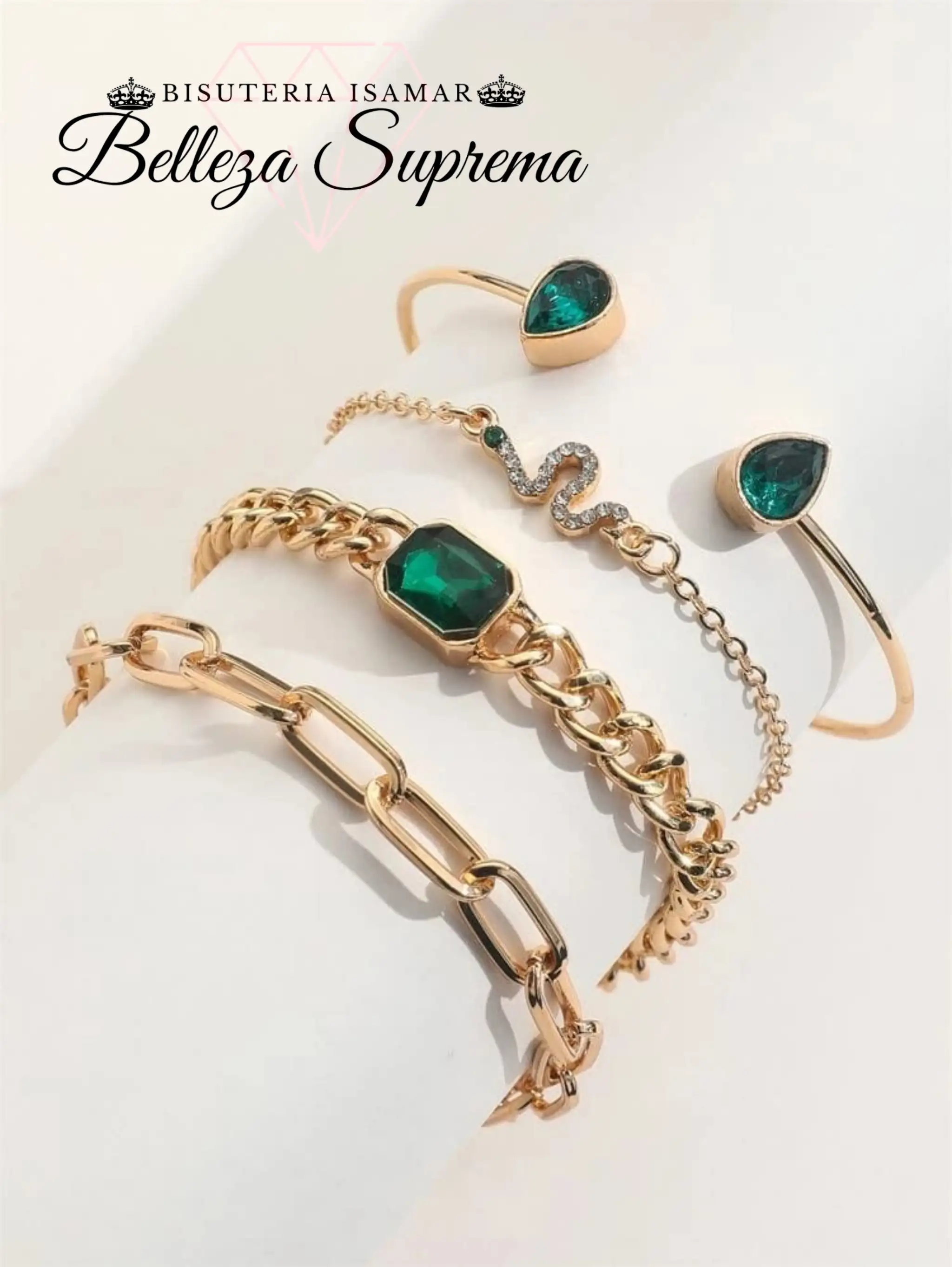 SET DE MANILLAS SERPIENTE VERDE ESMERALDA 2