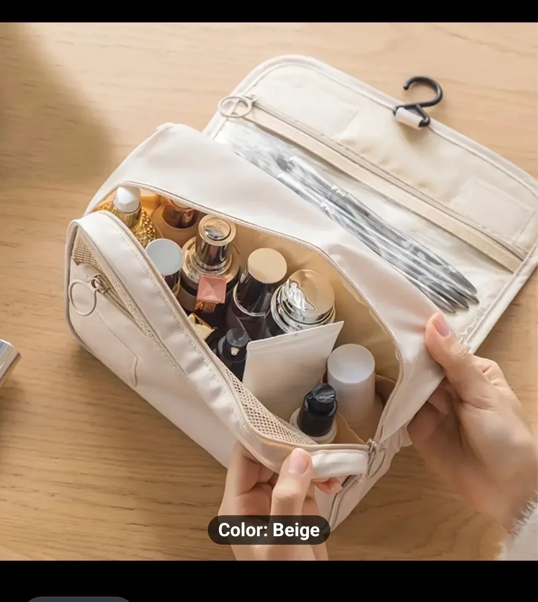 Neceser de viaje colgante con gancho, organizador de maquillaje  3