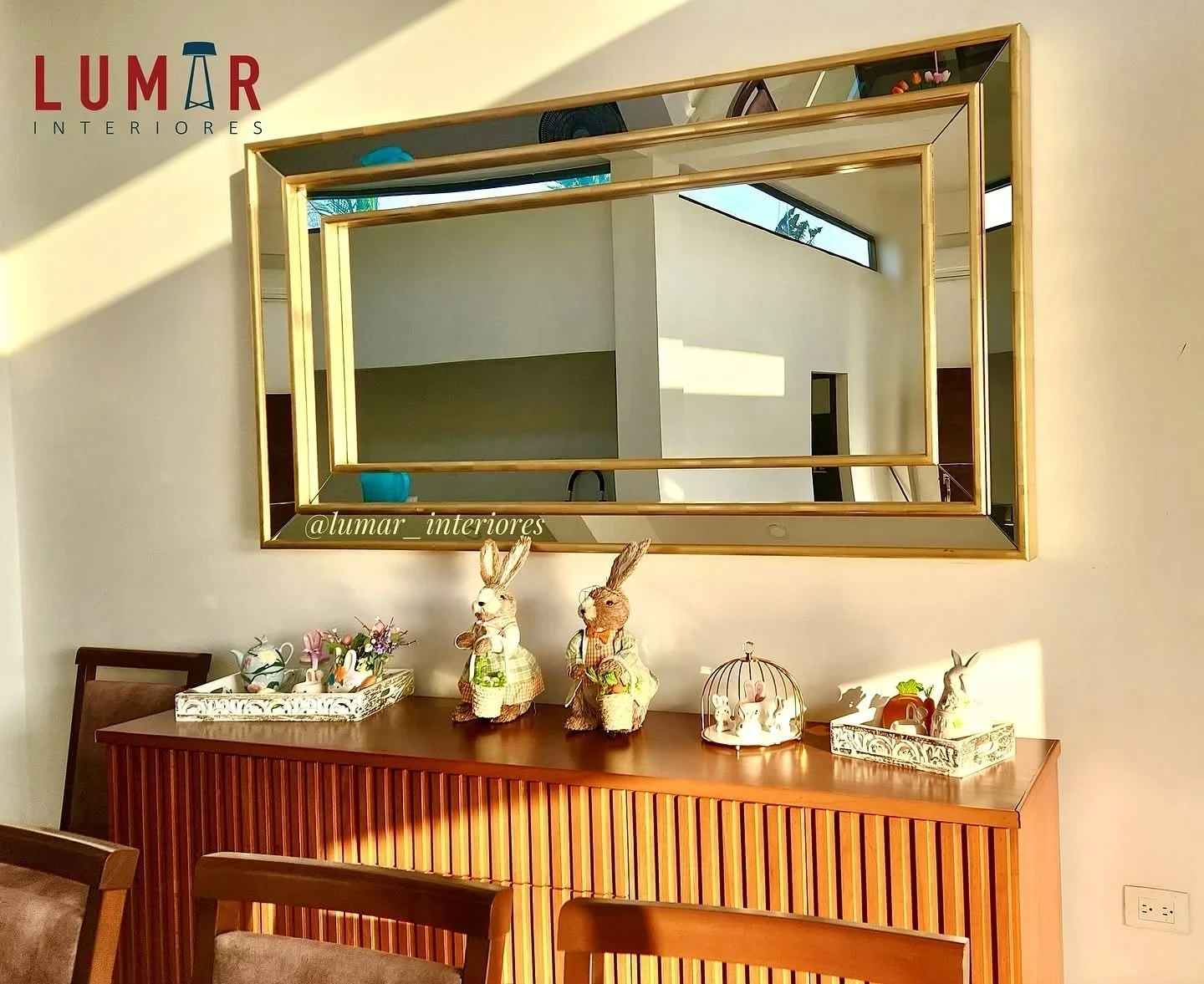 Espejo DIAMANTE HOJA ORO 2x1 Metro