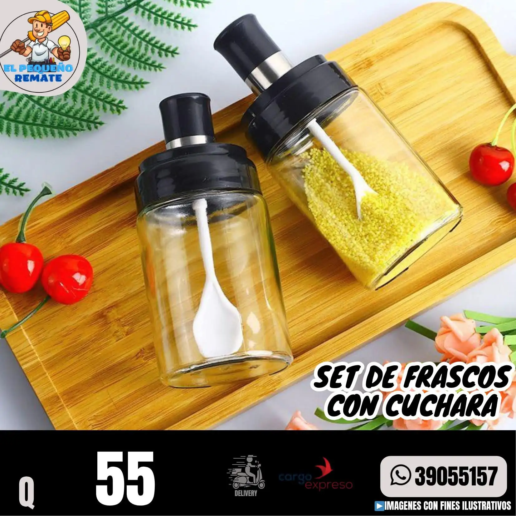 SET DE FRASCOS CON CUCHARA  3
