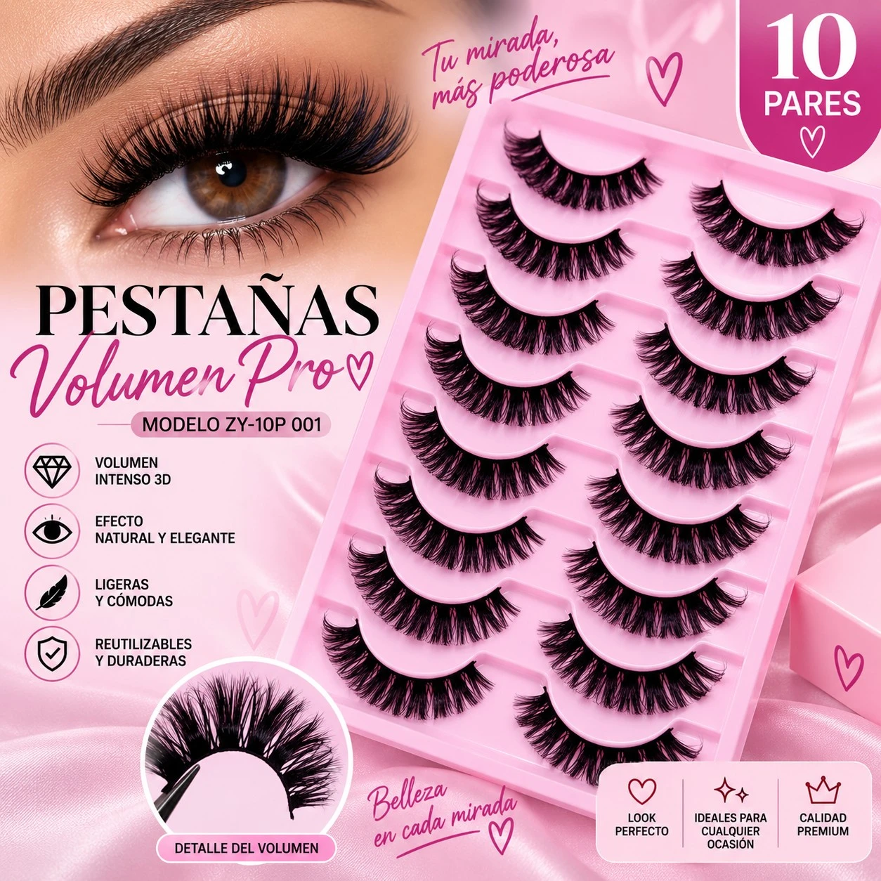 lumera tablon de pestaña x10pcs Volumen Diva – ZY-10P 001