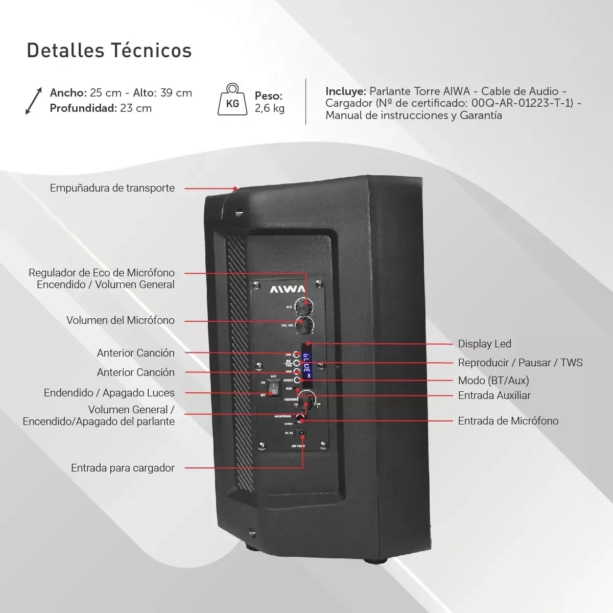 PARLANTE AIWA T-604F 2