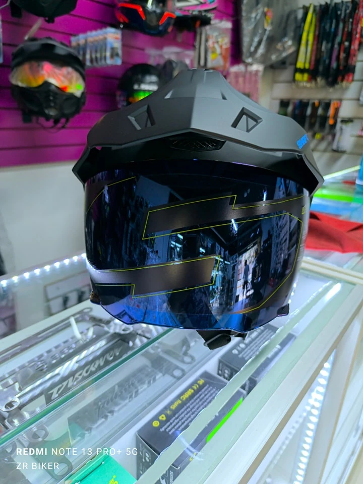CASCO OPEN FACE SHAFT VISOR TORNAZULADO AZUL