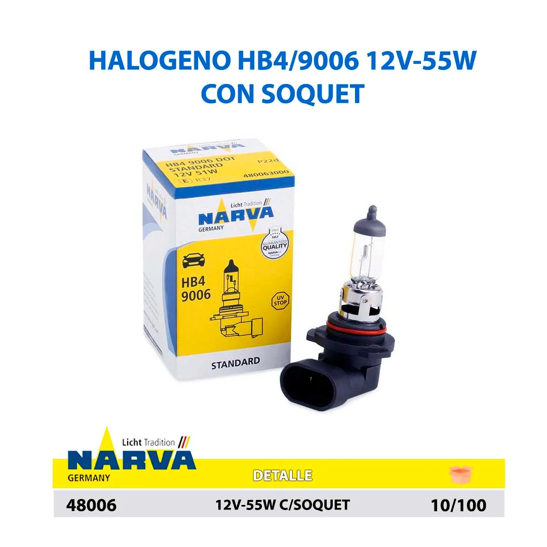  HALOGENO HB4/9006 12V 55W P22D C/SOQUET