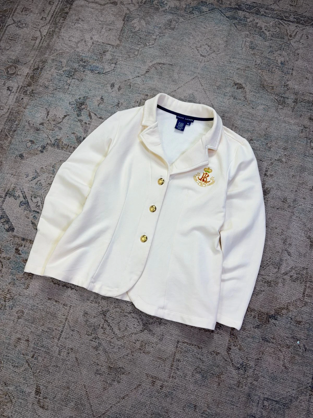 RALPH LAUREN EMBROIDERED CREST KNIT BLAZER 2