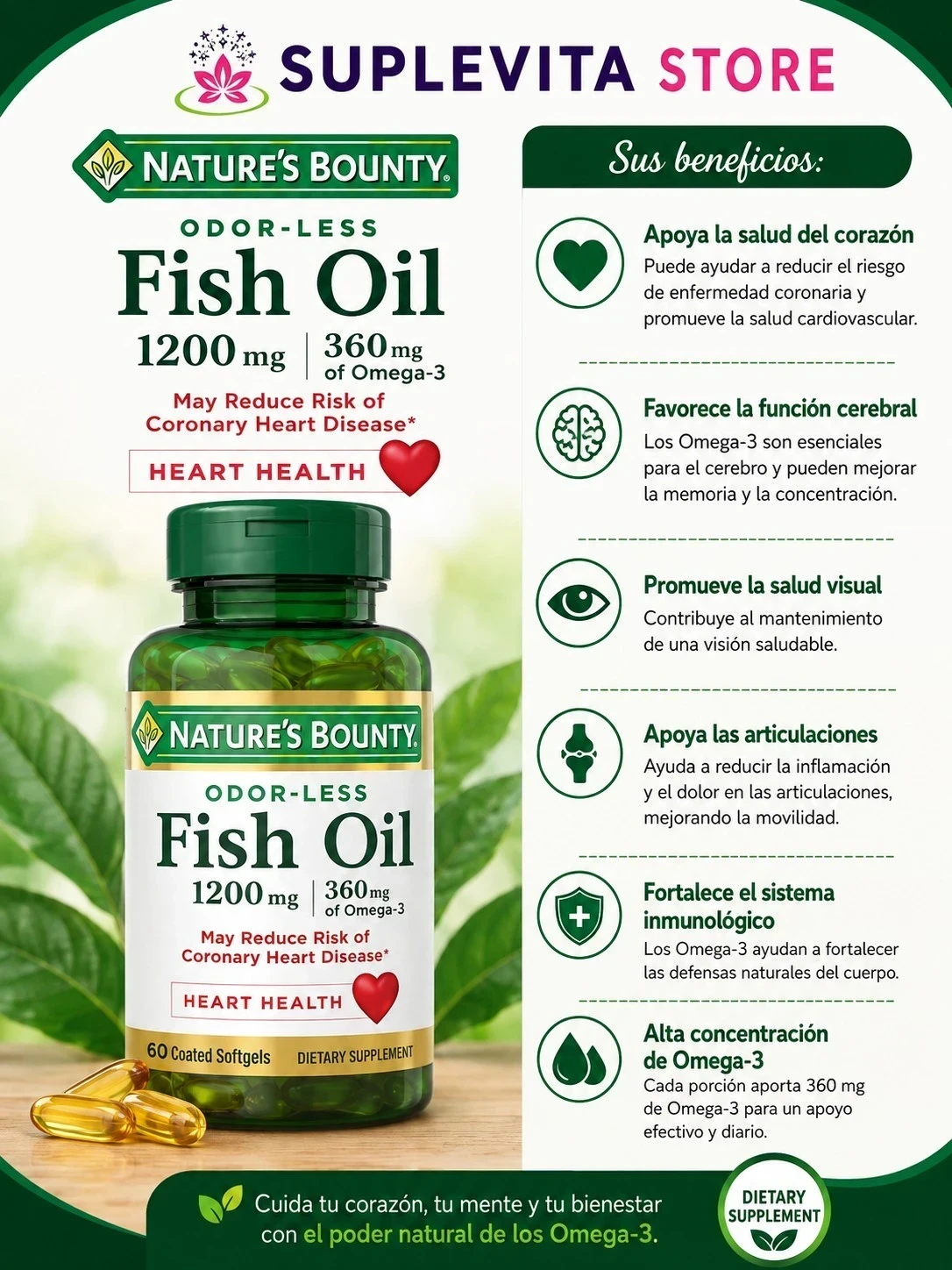 Nature's Bounty Fish Oil 1200 mg — 60 softgels