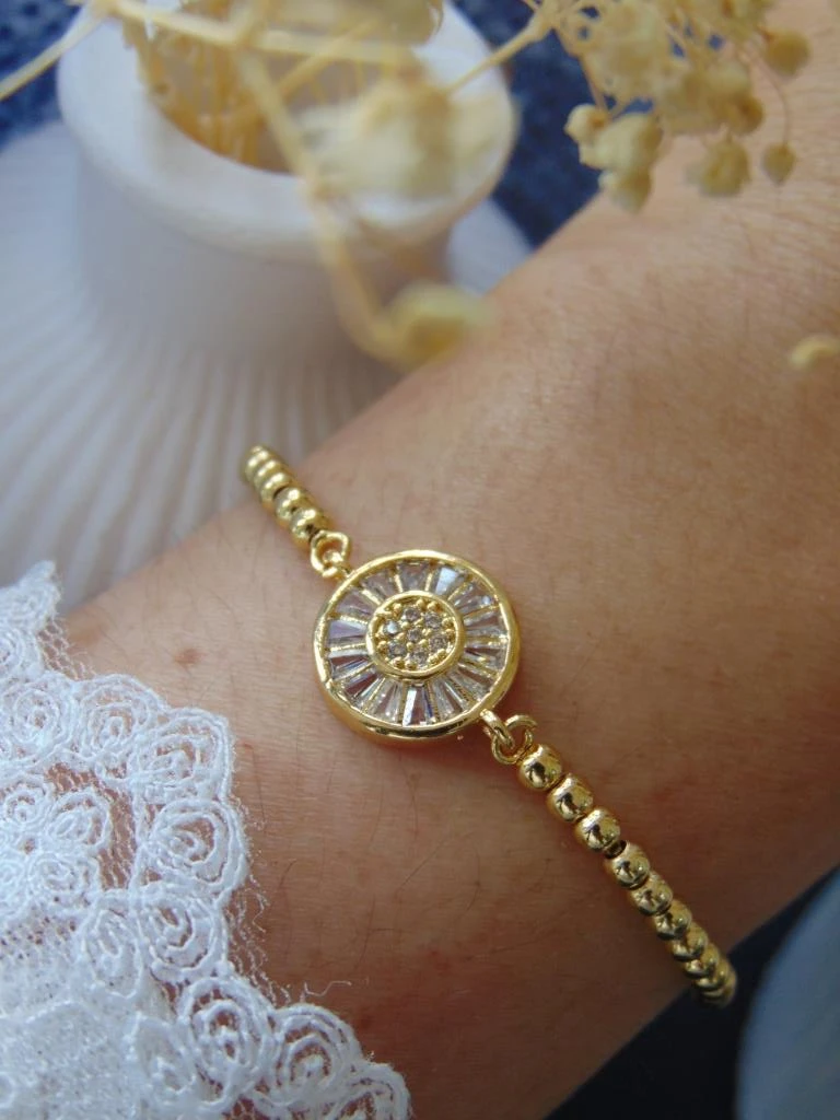 PULSERAS RODIO DOR CIRCULO BAGUET CENTRO CIRCONES BLANCOS 2
