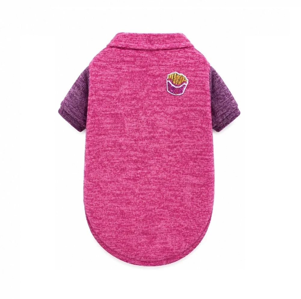 Polo raglán en angora fucsia