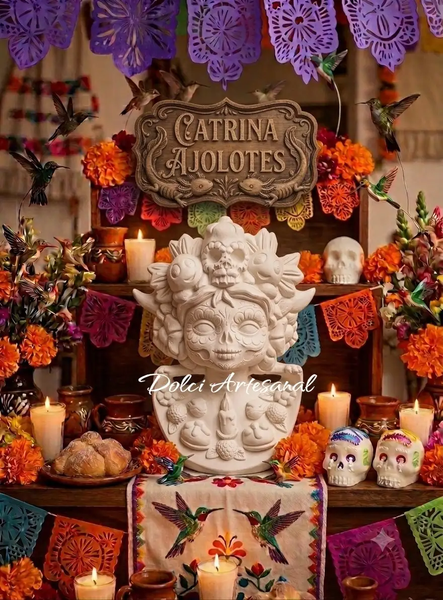 Catrina ajolote & colibrí 